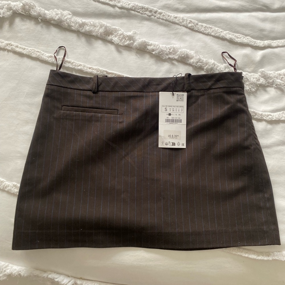 Zara Black Pinstripe Mini Skirt